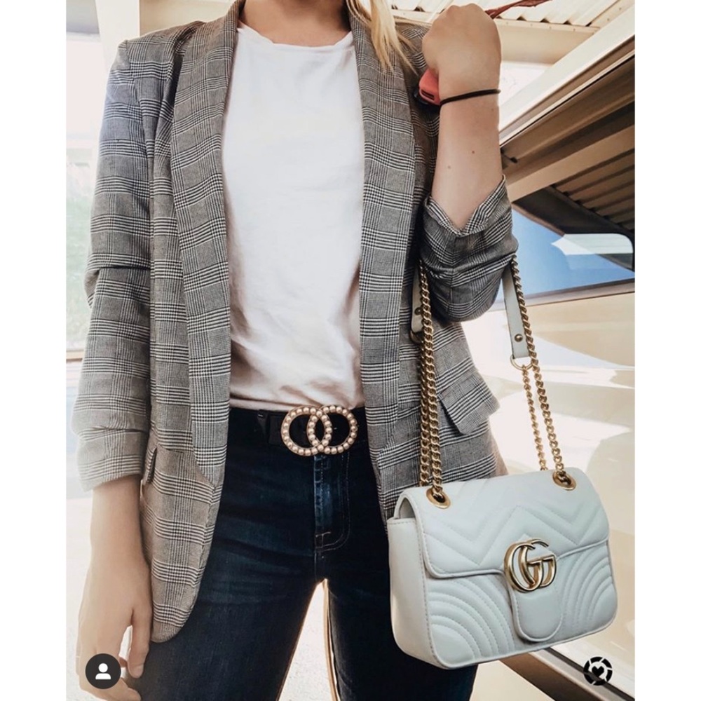 Plaid Houndstooth Boyfriend Blazer